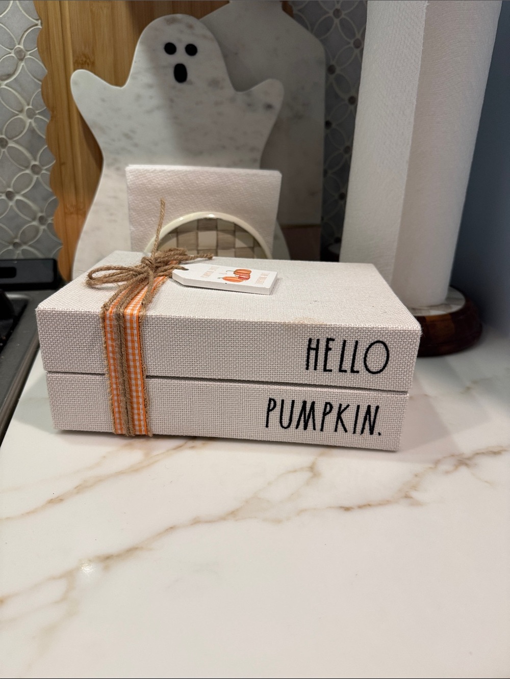 Rae Dunn Hello Pumpkin Decorative Block - Cream